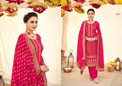 Magenta color Embroidered Georgette Fabric Suit