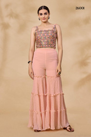 Powder Peach color Georgette Fabric Indowestern style Dress