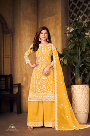 Yellow color Net Fabric Suit