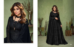 Black color Real Georgette Fabric Full Sleeves Floor Length Indowestern style Suit