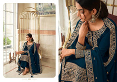 Blue color Linen Silk Fabric Suit