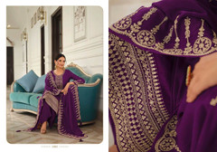Purple color Linen Silk Fabric Suit