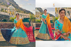 Blue color Organza Fabric Lehenga Choli