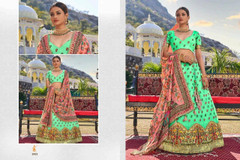 Green color Organza Fabric Lehenga Choli