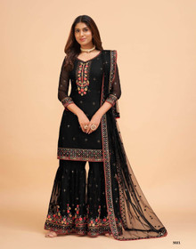 Black color Georgette Fabric Sharara Suit