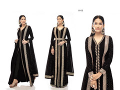 Black color Georgette Fabric Full Sleeves Floor Length Indowestern style Suit