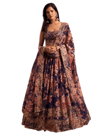 Purple color Organza Fabric Lehenga Choli