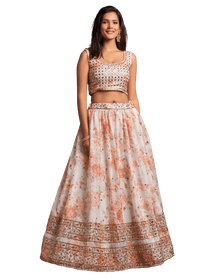 Elegant Off White Georgette Lehenga Choli5546