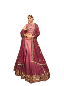 Pink and Maroon color Silk Fabric Lehenga Choli