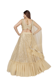 Beige color Heavy Sequins work Georgette Fabric Lehenga Choli