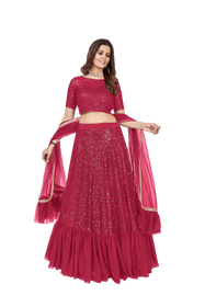 Red color Heavy Sequins work Georgette Fabric Lehenga Choli