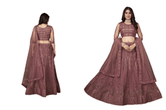 Onion shade Embroidered Net Fabric Lehenga Choli