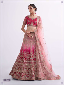 Magenta and Pink color Heavy Handwork Net Fabric Lehenga Choli