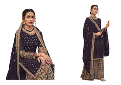 Black color Heavily Embroidered Georgette Fabric Party wear Suit