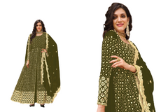 Green color Georgette Fabric Sequins work Centre Length Floor Length Indowestern style Suit