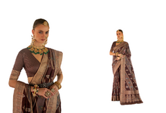 Chocolate color Silk Fabric Saree