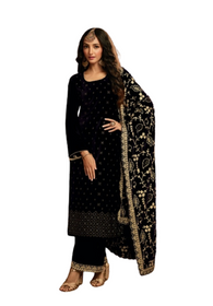 Black color Swarovski work Velvet Fabric Suit