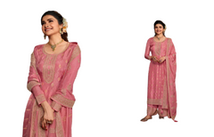 Pink color Jacquard Fabric Suit