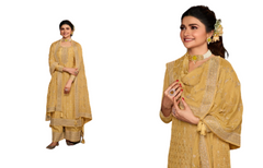 Golden color Jacquard Fabric Suit