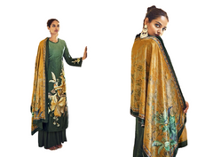 Green color Velvet Fabric Printed Suit