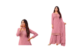 Pink color Heavy Faux Georgette Fabric Suit