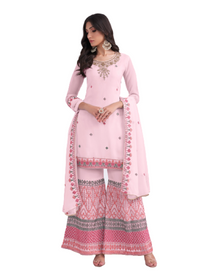 Pink color Sharara style Georgette Fabric Suit