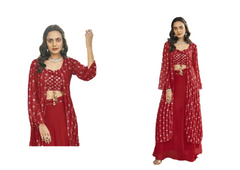 Red color Georgette Fabric Indowestern style Dress