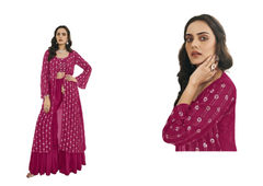 Magenta color Georgette Fabric Indowestern style Dress