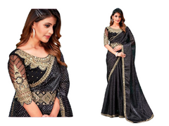 Black color Silk Fabric Saree