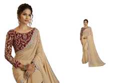 Beige color Georgette Fabric Saree