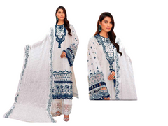 White color Embroidered Georgette Fabric Suit