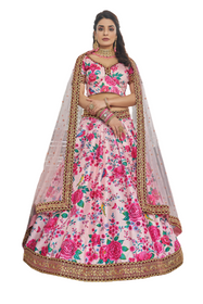 Powder Pink color Art Silk Fabric Digital Printed Lehenga Choli