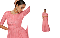 Pink color Georgette Fabric Indowestern style Party wear Dress