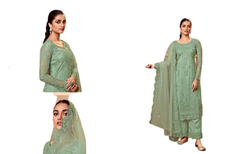 Green color Net Fabric Suit