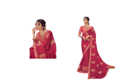 Red color Chinnon Fabric Saree