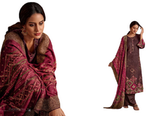 Wine color Viscose Pashmina Fabric Suit