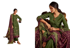 Green color Viscose Pashmina Fabric Suit