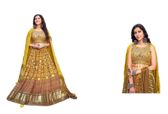 Greenish Brown color Gaji Silk Fabric Lehenga Choli