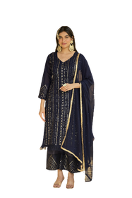 Dark Navy color Georgette Fabric Suit