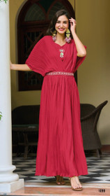 Red color Chinnon Fabric Designer Gown