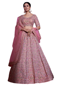 Pink color Georgette Fabric Embroidered Lehenga Choli