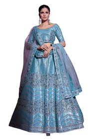 Blue color Gota Silk Fabric Embroidered Lehenga Choli