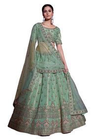 Green color Gota Silk Fabric Embroidered Lehenga Choli