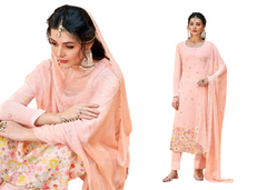 Peach color Viscose Bamberg Georgette Fabric Suit