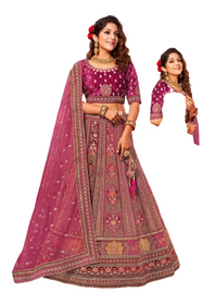 Magenta color Velvet Fabric Heavily Embroidered Lehenga Choli