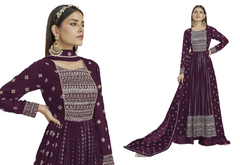 Wine color Real Georgette Fabric Party wear Anarkali style Suit