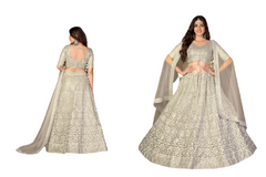 Silver color Net Fabric Lehenga Choli