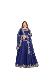 Royal Blue color Art Silk Fabric Floor Length Full Sleeves Anarkali style Party wear Suit