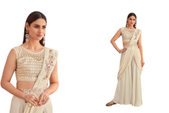 Ivory color Polyester Satin Fabric Lehenga Choli