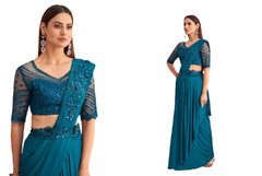 Turquoise Blue color Lycra Fabric Lehenga Choli